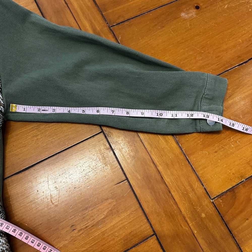 Plaid & Olive‎ Green Shacket Snap Button Lightweight Jacket Layering Oversized - Picture 7 of 7